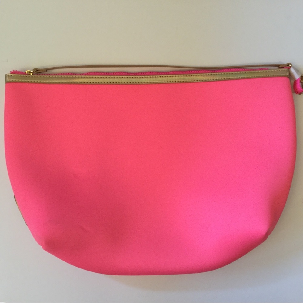 Lilly Pulitzer bright pink with gold neoprene bag